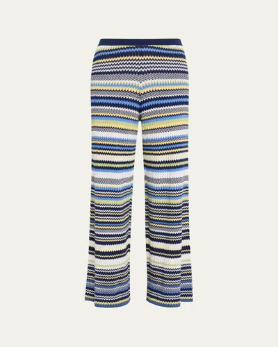 Simkhai Farrah Striped Knit Pants In Blue