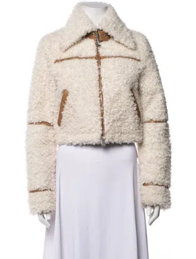 Pre-owned Simkhai Faux Fur Biker Jacket In Neutrals