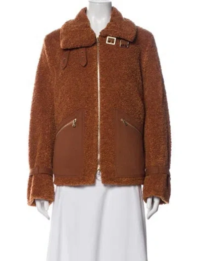 Pre-owned Simkhai Faux Fur Jacket In Orange