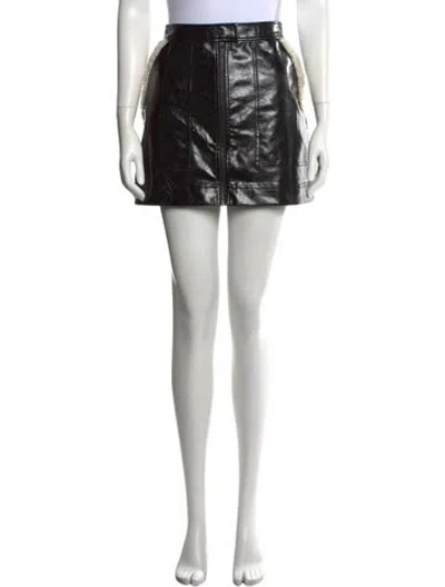 Pre-owned Simkhai Faux Fur Trim Mini Skirt In Black