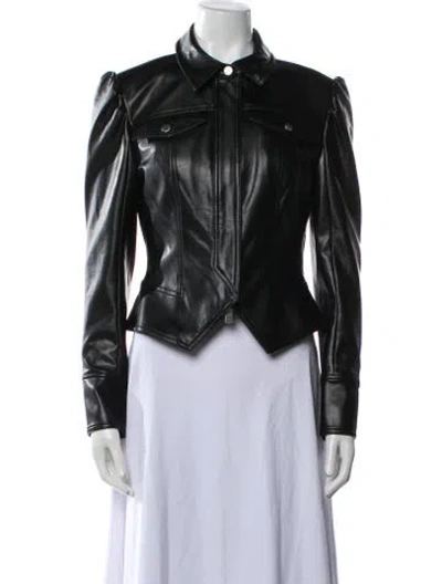 Pre-owned Simkhai Faux Leather Biker Jacket In Black