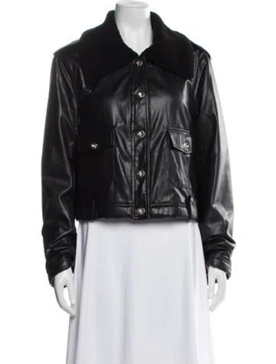 Pre-owned Simkhai Faux Leather Bomber Jacket In Black