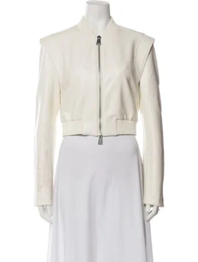 Pre-owned Simkhai Faux Leather Bomber Jacket In Neutrals