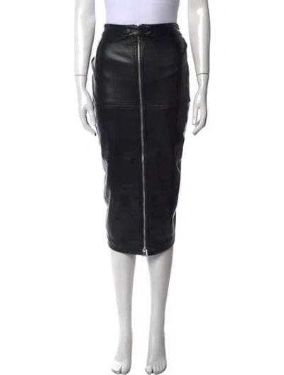 Pre-owned Simkhai Faux Leather Midi Length Skirt In Black