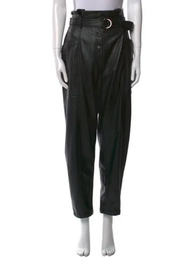 Pre-owned Simkhai Faux Leather Straight Leg Pants In Black