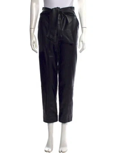 Pre-owned Simkhai Faux Leather Straight Leg Pants In Black