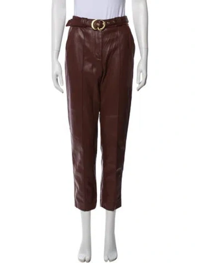 Pre-owned Simkhai Faux Leather Straight Leg Pants In Brown