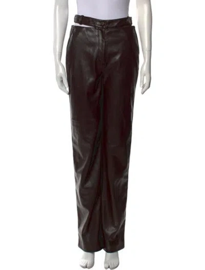 Pre-owned Simkhai Faux Leather Straight Leg Pants In Brown