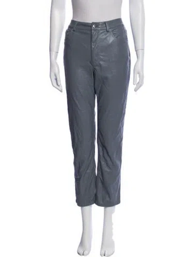 Pre-owned Simkhai Faux Leather Straight Leg Pants In Gray