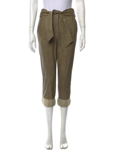 Pre-owned Simkhai Faux Leather Straight Leg Pants In Green