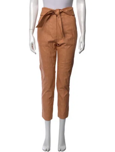 Pre-owned Simkhai Faux Leather Straight Leg Pants In Neutrals