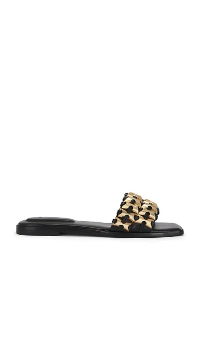 Simkhai Faye Beaded Leather Flat Slide In Black