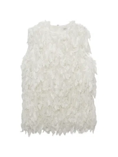 Simkhai Fei Feathered Satin Top In White