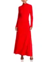 Simkhai Ferrera Ruched Long-sleeve Midi Dress In Fiery Red