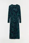Simkhai Ferrera Floral Velvet Midi Dress In Petrol In Blue