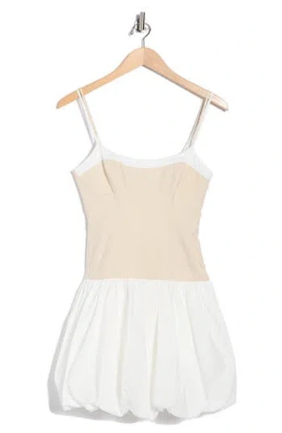 Simkhai Fifi Linen-blend And Gathered Cotton-blend Poplin Mini Dress In White