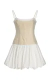 Simkhai Womens Sand Multi Fifi Bubble Linen-cotton Blend Mini Dress In Neutral