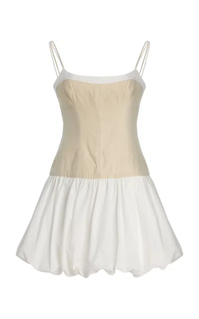 SIMKHAI FIFI LINEN-BLEND BUBBLE MINI DRESS
