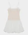 Simkhai Fifi Linen-blend And Gathered Cotton-blend Poplin Mini Dress In White