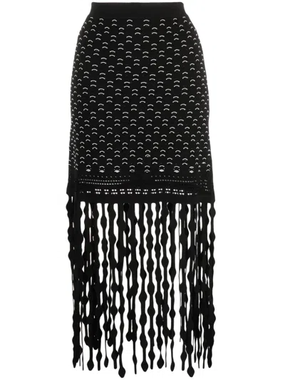Simkhai Filippa Lattice Fringed Skirt In Black