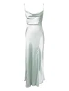 Simkhai Finley Cowl-neck Satin Gown In Green