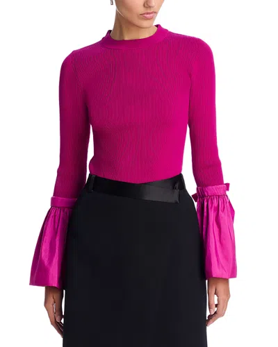 Simkhai Flared Cuff Long Sleeve Top In Magenta
