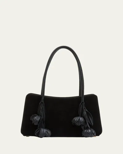 Simkhai Fleur Tasseled Suede Shoulder Bag In Black