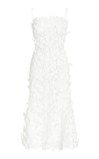 Simkhai Fleurella Floral Guipure Lace Midi Dress In White