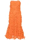 Simkhai Fleurella Floral Guipure Lace Midi Dress In Orange