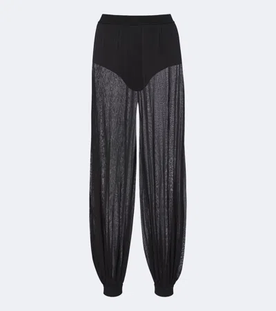 Simkhai Flora Sheer Knit Balloon Pants In Black