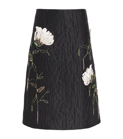 Simkhai Floral Jacquard Arla Midi Skirt In Black
