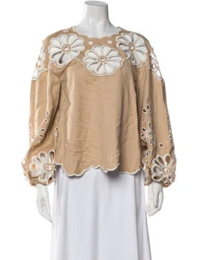 Pre-owned Simkhai Floral Print Crew Neck Top In Blue