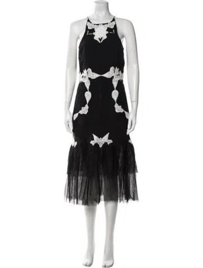 Pre-owned Simkhai Floral Print Long Dress In Black