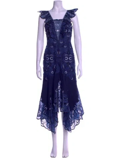 Pre-owned Simkhai Floral Print Long Dress In Blue