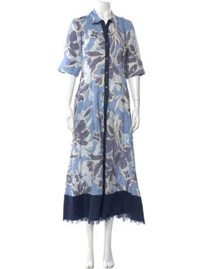 Pre-owned Simkhai Floral Print Long Dress In Blue