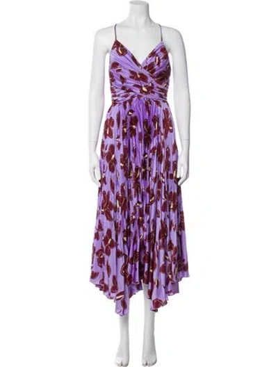 Pre-owned Simkhai Floral Print Long Dress In Purple