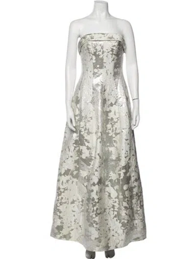 Pre-owned Simkhai Floral Print Long Dress W/ Tags In Metallic/neutrals