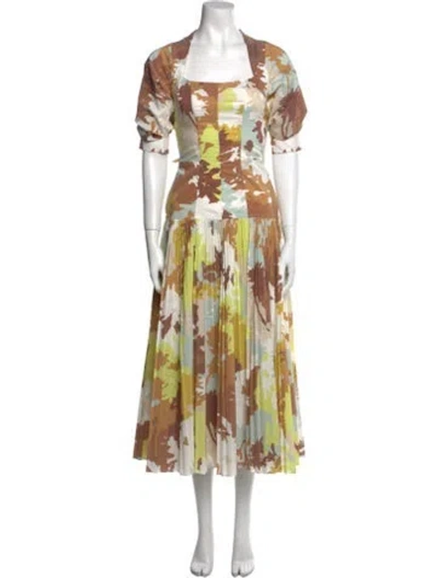 Pre-owned Simkhai Floral Print Long Dress In White