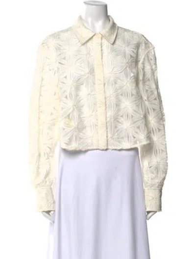 Pre-owned Simkhai Floral Print Long Sleeve Button-up Top In Neutral