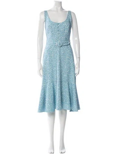 Pre-owned Simkhai Floral Print Midi Length Dress In Blue