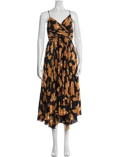 Pre-owned Simkhai Floral Print Midi Length Dress W/ Tags In Black