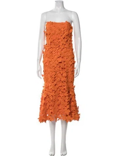 Pre-owned Simkhai Floral Print Midi Length Dress W/ Tags In Orange