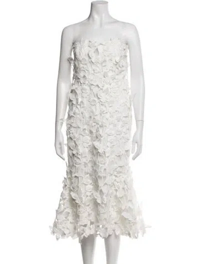 Pre-owned Simkhai Floral Print Midi Length Dress W/ Tags In White