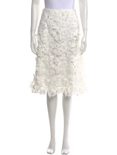 Pre-owned Simkhai Floral Print Midi Length Skirt In White