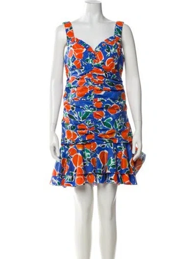 Pre-owned Simkhai Floral Print Mini Dress In Blue