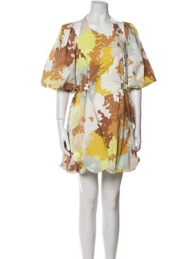 Pre-owned Simkhai Floral Print Mini Dress In Neutral