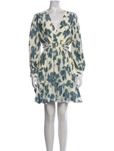 Pre-owned Simkhai Floral Print Mini Dress In White