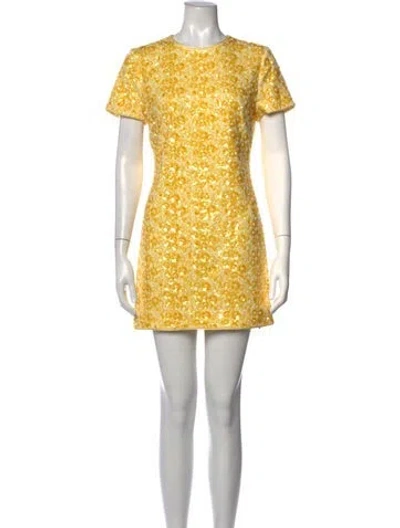 Pre-owned Simkhai Floral Print Mini Dress In Yellow