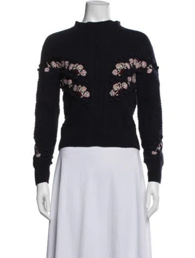 Pre-owned Simkhai Floral Print Mock Neck Sweater In Blue