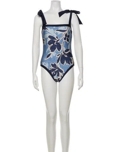 Pre-owned Simkhai Floral Print One-piece In Blue